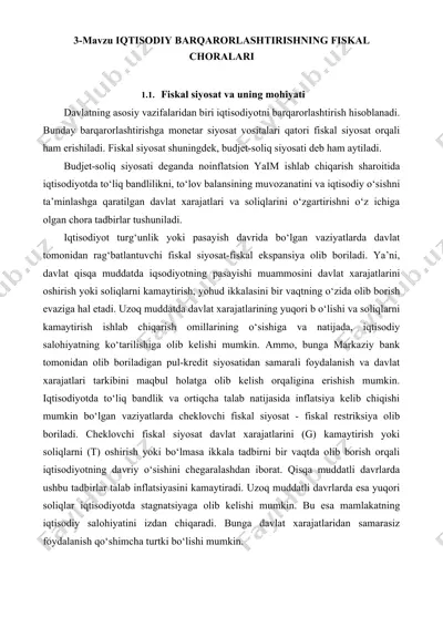 iqtisodiy barqarorlashtirishning fiskal choralari — DOC
