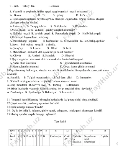 biologiya sinov kitobi — DOC