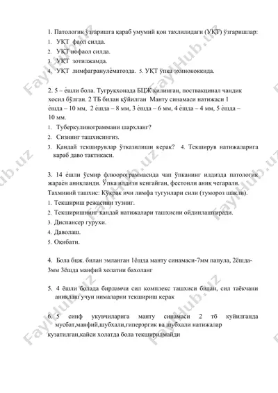 патологик ўзгаришлар ва умумий қон тахлили — DOC
