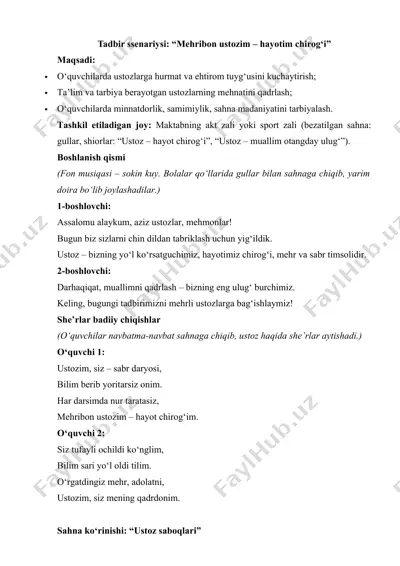 mehribon ustozim – hayotim chirog‘i — DOCX
