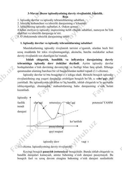 bozor iqtisodiyotining davriy rivojlanishi. ishsizlik. — DOC