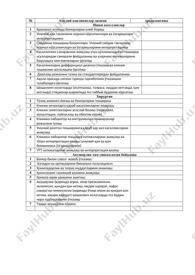 kasalliklarni differentsial diagnoz otqazish va klinik tashxisini assoslashni o'rgatish — DOC
