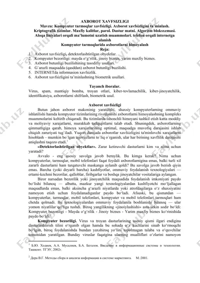 axborot xavfsizligi — DOC