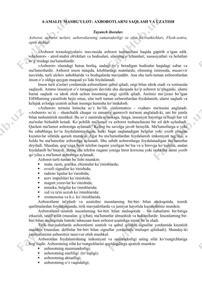 axborotlarni saqlash va uzatish — DOC