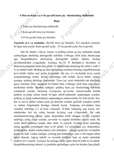 turar joy binolarining sinflanishi — DOC