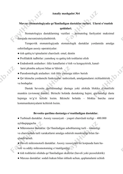 stomatologiya dastaklari — DOC