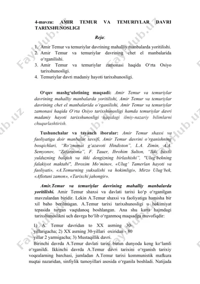 amir temur va temuriylar davri tarixshunosligi — DOC