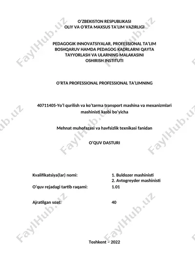 buldozer mashinisti, avtogreyder mashinisti — DOC