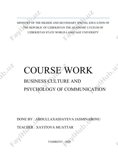 business culture and psychology of communication — DOC