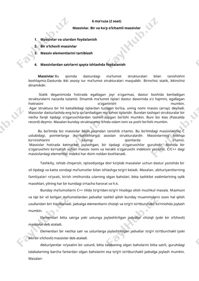 dasturlashda massivlar — DOC