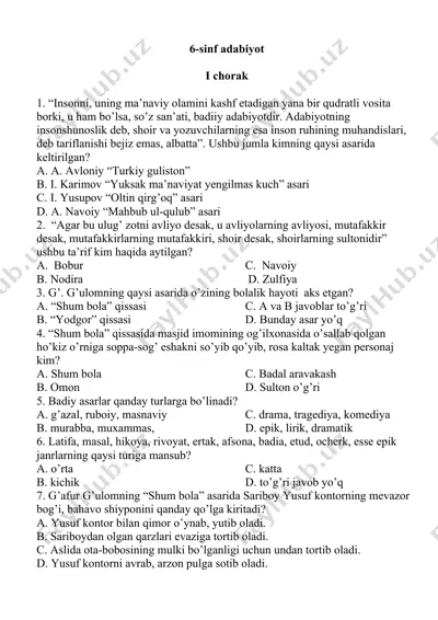 6-sinf adabiyot — DOC