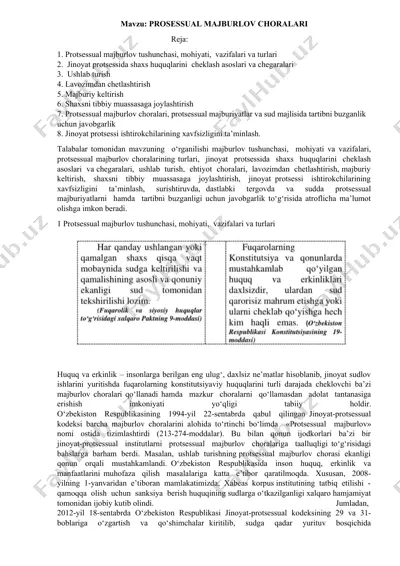 protsessual majburlov choralari — DOC