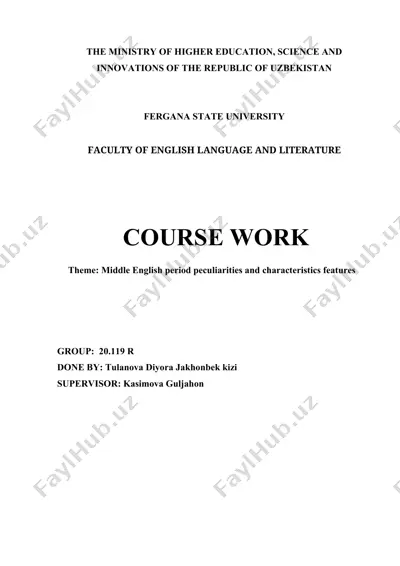 course work on middle english period peculiarities and characteristic features — DOC