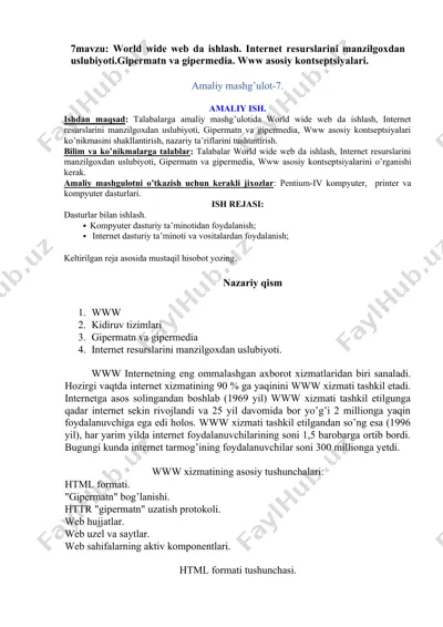 world wide web da ishlash — DOC