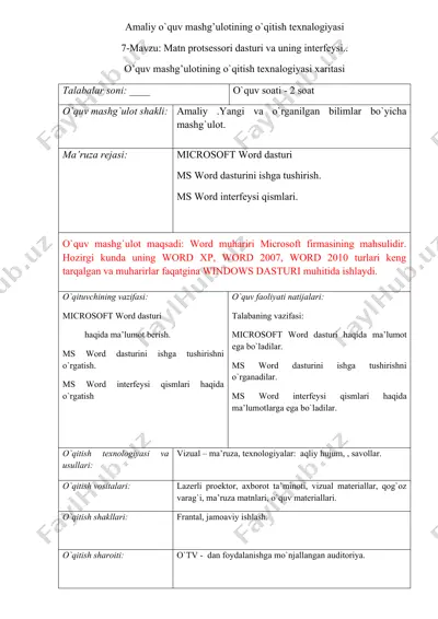 microsoft word dasturi — DOC