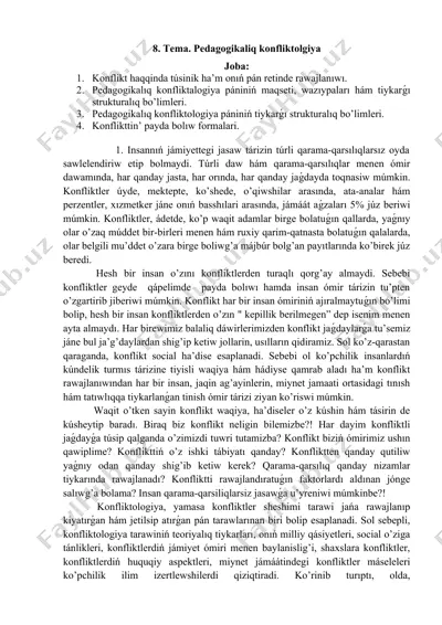 pedagogikalıq konfliktologiya pánlari — DOC