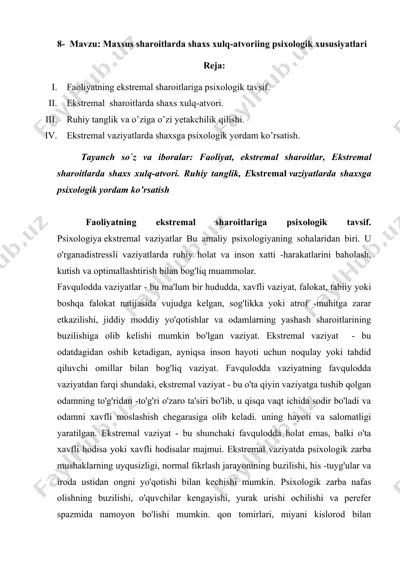 psixologik yordam ekstremal sharoitlarda — DOC