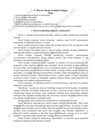 davlat byudjeti va soliqlar — DOC