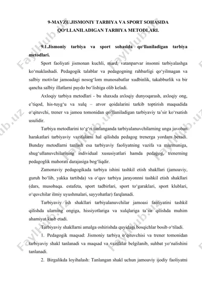 jismoniy tarbiya va sport sohasida qo‘llaniladigan tarbiya metodlari — DOC