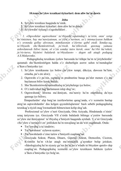 so’ylew texnikasi tiykarlari — DOC