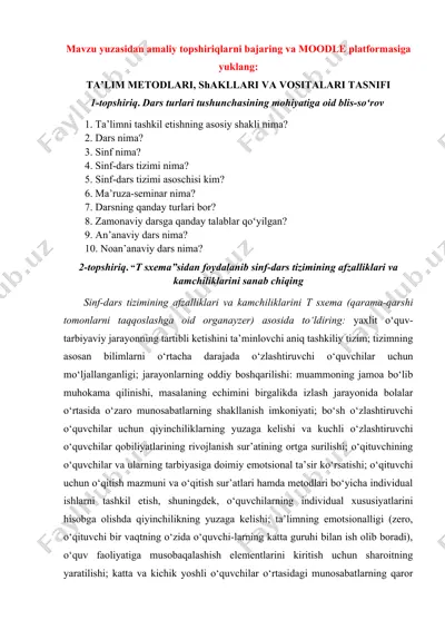 ta’lim metodlari, shakllari va vositalari tasnifi — DOC