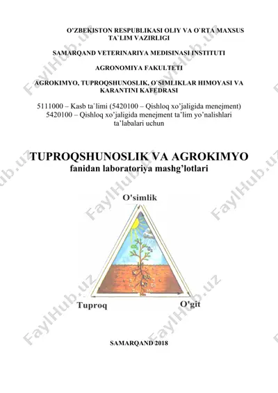 ammiakli va ammiakli nitratli azotli o’g’itlar tarkibidagi azotni formalin usulida aniqlash (4 soat) — DOC