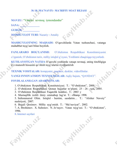 ma'naviy-ma'rifiy soat rejasi — DOC