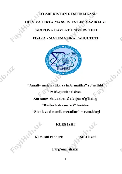 statik va dinamik metodlar — DOC
