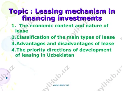leasing mechanism in financing investments — PPT