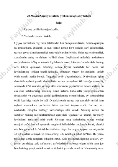 xajmiy rejalash yechimini iqtisodiy bahosi — DOC