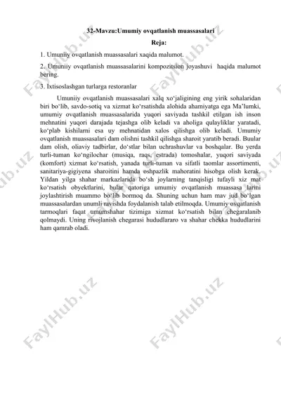 umumiy ovqatlanish muassasalari — DOC