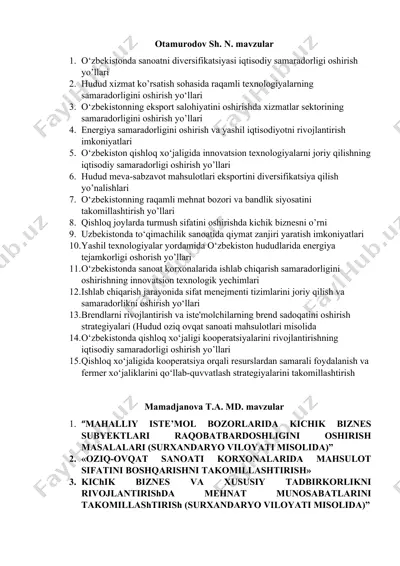 otamurodov sh. n. mavzular — DOC