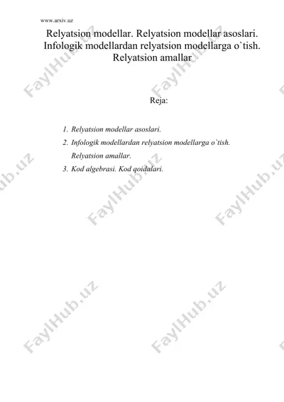 relyatsion modellar — DOC