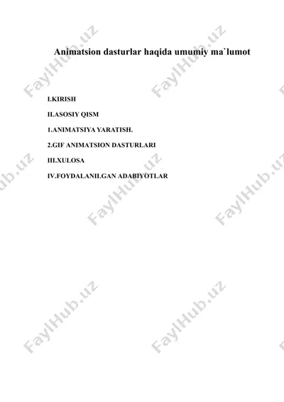 animatsion dasturlar haqida umumiy ma'lumot — DOC