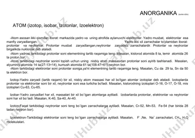 atom (izotop, isobar, izotonlar, izoelеktron) — DOC