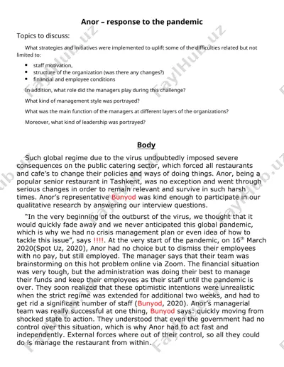 anor - response to the pandemic — DOC