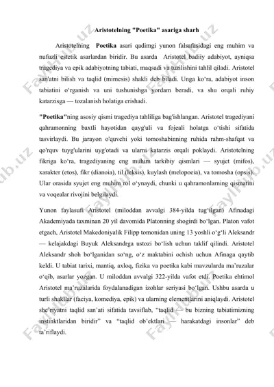 aristotelning "poetika" asariga sharh — DOC
