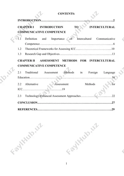 assessment methods for intercultural communicative competence — DOC
