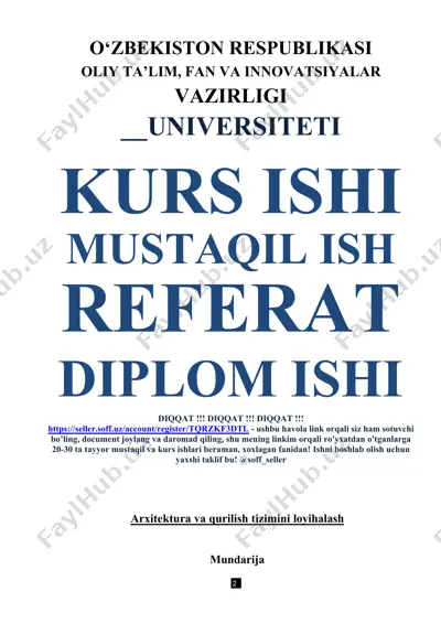 arxitektura va qurilish tizimini loyihalash — DOC