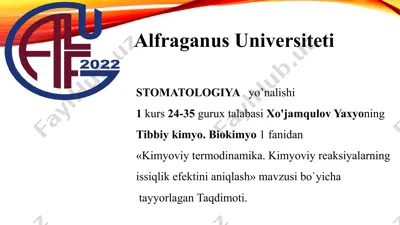 kimyoviy termodinamika. — PPTX