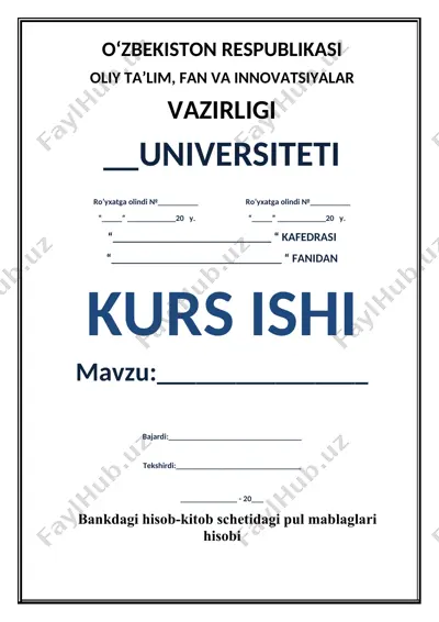 bank hisob-kitobi mavzusi — DOC