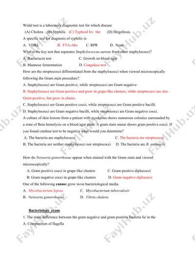 laboratory diagnostic tests for bacterial infections — DOC