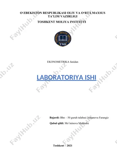 ekonometrika laboratoriya ishi — DOC