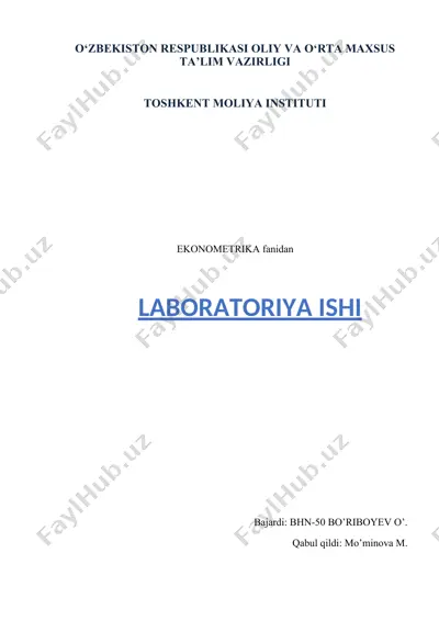 laboratoriya ishi-2: ko‘p omillali ekonometrik tahlil — DOC