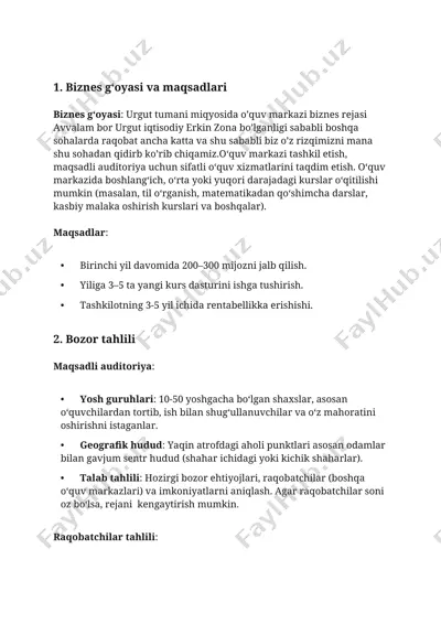 biznes g‘oyasi va maqsadlari — DOC