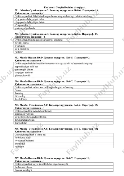 o'tkir appenditsitning semptomlari — DOC