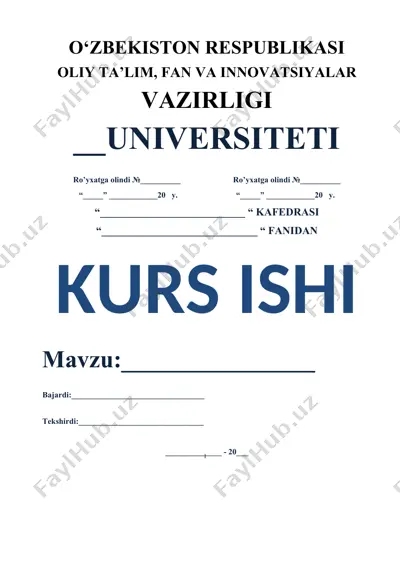 kurs ishi "bozor iqtisodiyotining mohiyati va uning asosiy belgilari" — DOC