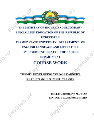 developing young learner's reading skills in efl classes — DOC