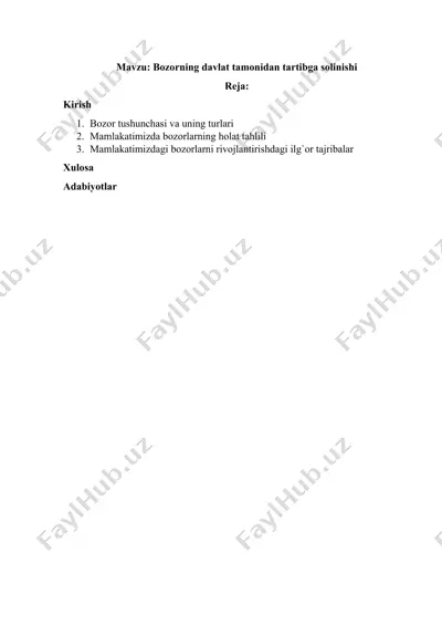 bozorning davlat tamonidan tartibga solinishi — DOC