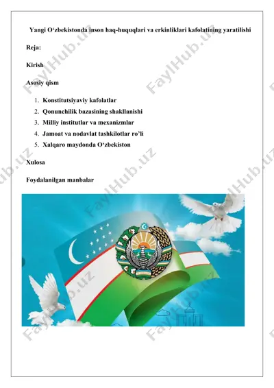 yangi o‘zbekistonda inson haq-huquqlari va erkinliklari kafolatining yaratilishi 25 — DOCX